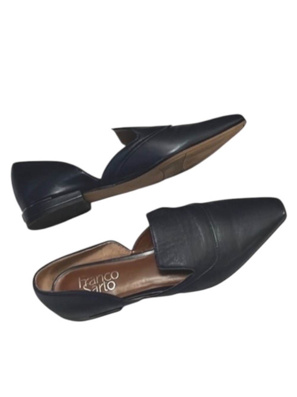 Franco Sarto Black Pointed D'Orsay Loafers
